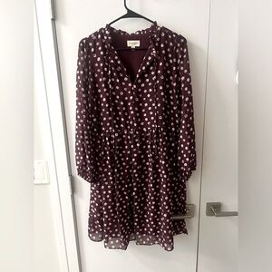 Plum and white flowy dress with lining. NEVER WORN!